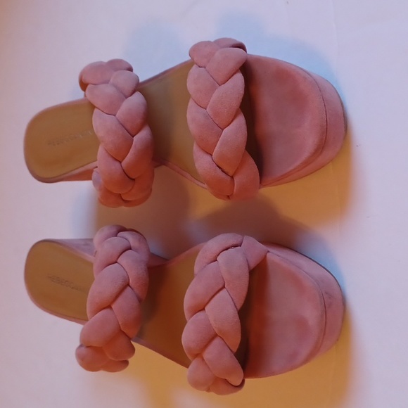 Rebecca Minkoff Imani Pink Braided Genuine Suede Platform Slide Sandals sz 7.5 - Picture 2 of 11
